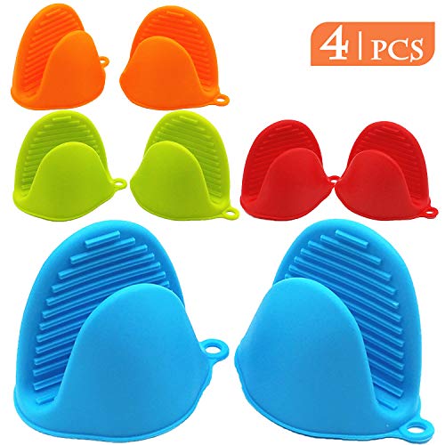 NEPAK 4 Pairs Silicone Cooking Pinch Grips Oven Mitts Potholder for Kitchen Cooking & Baking - size: 4 Pairs