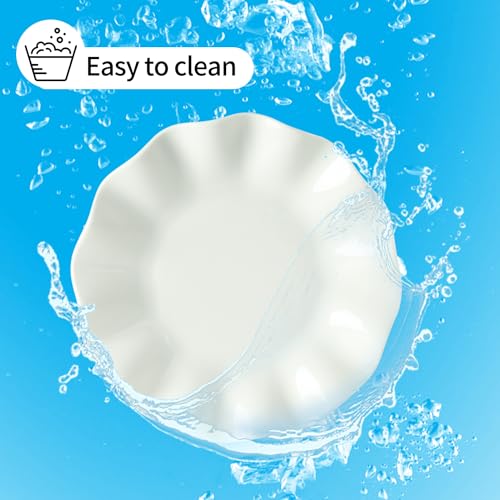 6 Inch Ceramic Small Dessert Plates, White Appetizer Plate Set, 18 Packs | Salad Dishes, Wave Rim, for Cake Waffles Snacks Side Dish, Oven Microwave Dishwasher Safe, Stackable - style: Round Wave