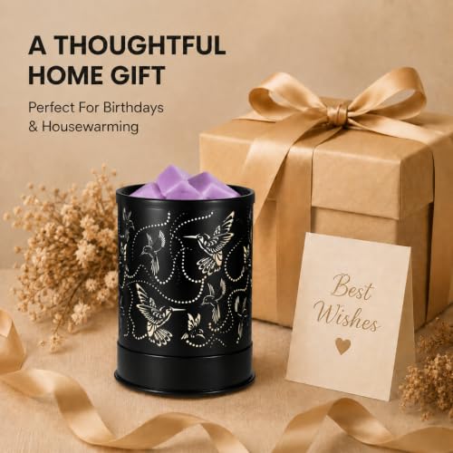 Nawaza Wax Melts Warmer Scented Metal Electric LED Burner Hummingbird Flock | Wax cubes & candle melter, essential oil burner, home office bedroom decor, fragrance warmer gift - style: Hummingbird Flock
