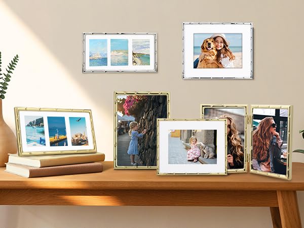 YiPinYin 4x4'' Silver Bamboo Metal Picture Frame with 3x3'' Mat Set of 2, 3x3'' Narrow Elegant Silver Plated Metal Picture Frame with Soft Touch Velvet Mat for Desktop - color: Silver, size: 4x4 Mat 3x3 2PK
