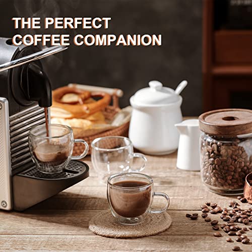 KitchenTour Insulated Coffee Mug 2.5 oz- Double Wall Glass Coffee Cup with Handle Set of 4 - Clear Glass Drinkware for Espresso,Cappuccino, Latte,Hot Beverages - style: 2.5oz