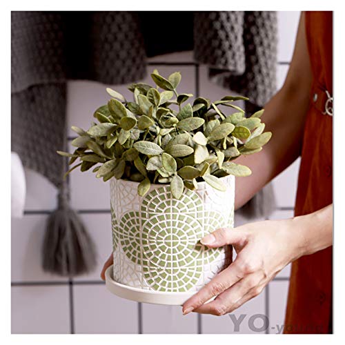 Liudan Flower Pot Plant Pots with Drainage Hole and Saucer Ceramic Indoor Planter Round Flower Planter Pot with Tray Modern Decorative Gardening Pot Garden Pots (Style : D)