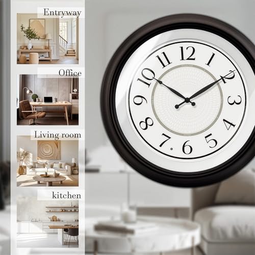 18" Galaxy Large Illuminated Atomic Analog Wall Clock | Battery Operated, Night Light Wall Clock with Smart Sensor, Accurate & Easy to Read for Living Room, Kitchen & Home Office - color: Oil Rubbed Bronze