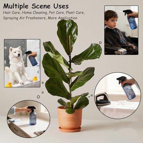 YYTSGG Glass Plant Mister Bottle, 13.5oz, Grayish Blue | Refillable Water Spray Bottle with Adjustable Mist Nozzle for Indoor Flowers, Outdoor Gardening, Cleaning, Hair and Pets Care - color: Grayish Blue