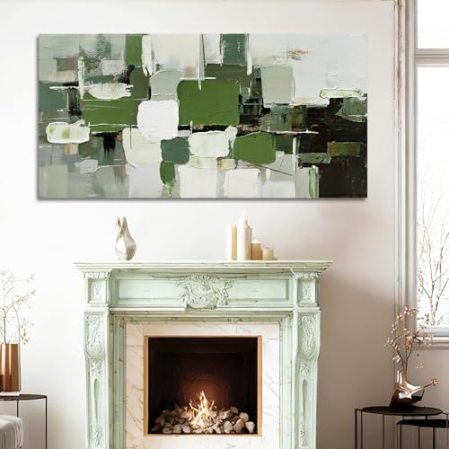 Abstract Canvas Wall Art Green White Black Gray for Living Room 29x58 Inch - color: White and Green and Black, size: 58"L x 29"W