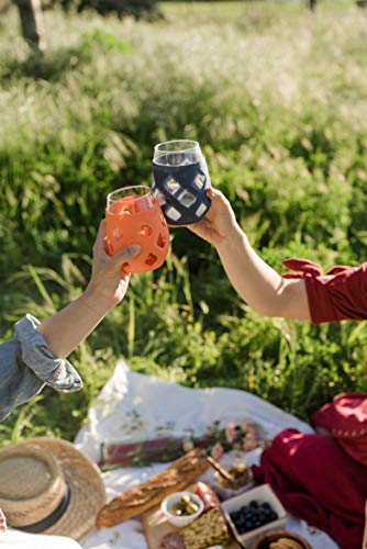 Ello Cru 17oz Stemless Wine Glass Set with Protective Silicone Sleeves, 4 Pack Cocktail Glass Perfect for Summer Patios and Parties Holiday Gifting Her Him Mother's Day, Dishwasher Safe, Cosmos - color: Cosmos, size: 4 count