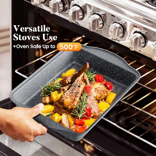 Kitchen Academy 30 Piece Induction Cookware & Bakeware Set | Non Toxic Pots and Pans Set Non Stick, Grey Granite Cooking Pans Set, PFOA & PFAS Free - color: Gray, size: 30 PCS Cookware Set