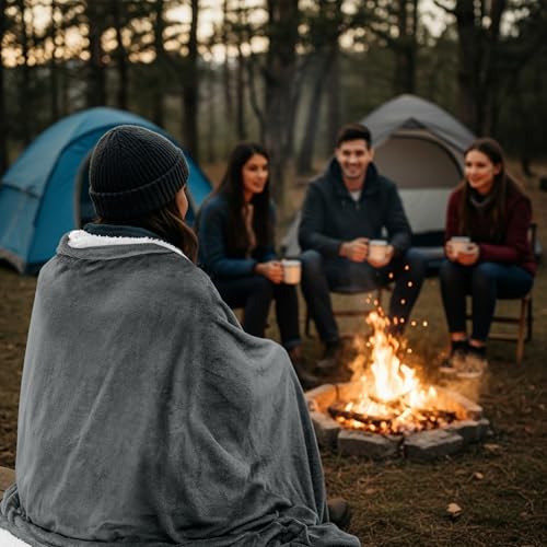 Utopia Bedding Reversible Plush Sherpa Blanket King Size Grey, 90x102 Inch | Soft, Warm, Fleece, Bed, Sofa, Couch, Camping, Travel, Cozy, All Season - color: Grey, size: King (90x102 Inch)