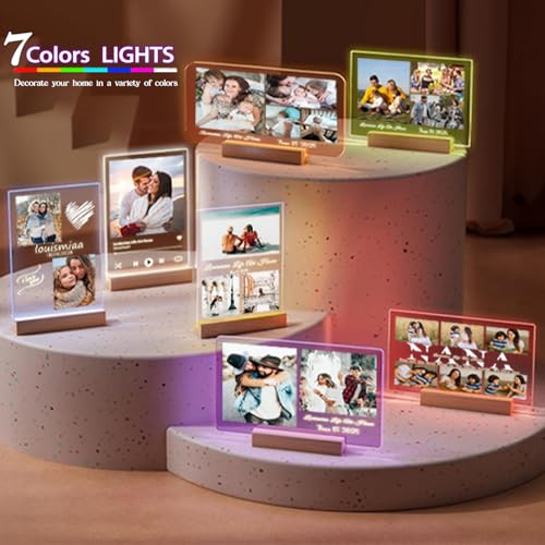 LOUISMIAA Customized Picture Frames with Night Light,Decorative Plaque Anniversary Birthday Mother’s Day Father’s Day Valentine’s Personalized Gifts Same Day Shipping - color: Style 01