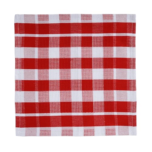 LANE LINEN 100% Cotton Kitchen Dish Cloths, Ultra Soft Absorbent Quick Drying Dish Towels, Multiweave Wash Cloths Dish Towel Sets, 13x13 Inches, 12 Pack - Red - color: 06: Red, size: 12"x12" - 12 Pack