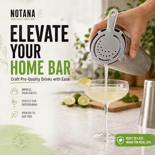 Hawthorne Strainer for Cocktails - Professional Bar Strainer - 4 Prong Design - Bartender Strainer for Shaker - Use for Cocktail Shakers with Strainer - Stainless Steel Strainer Set - 3 Pack