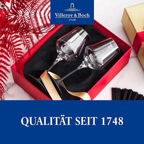 Villeroy & Boch Manufacture Rock Set of 4 White Wine, Crystal Glass Black Stem, Dishwasher Safe | Black-stemmed crystal glass wine goblets, hand wash only, freshen up the table for white wine service - color: Clear/Black