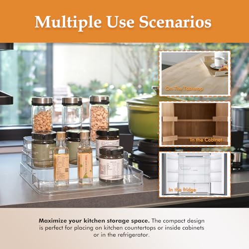 GREATLINK 3-Tier Acrylic Spice Rack Organizer for Cabinet and Kitchen – Cabinet & Countertop Storage for Spices, Seasonings, Pantry, Perfume & Medicine (1 Pack)