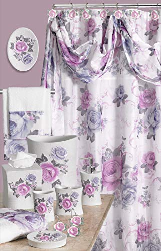 Zahari Home 4pc Michelle Bathroom Accessories Sets Lotion Pump, Tumbler, Tooth Brush Holder and Soap Dish Unique Design Floral Bathroom Set - color: Michelle, style: 4 Piece Set
