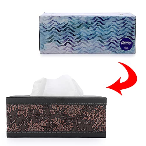 Sumnacon Tissue Box Cover Rectangule Leather Tissue Box with Magnetic Bottom,Stylish PU Tissue Box Holder for Bathroom Toilet Bedroom Living Room Desk Table Office Car - color: Brown, size: Medium