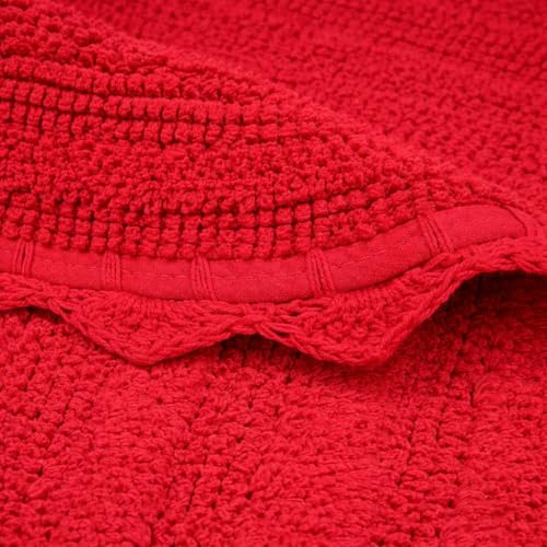 Royal Blaze Crochet Reversible Bath Mat Runner 100% Cotton Bathroom Rug Runner, Medium Plus Oval 24×36 Red - color: Bright Red, size: 24"x36" Oval