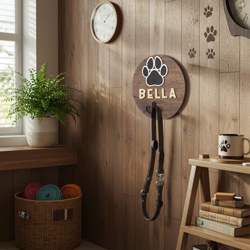 Kathfly Dog Leash Holder for Wall Pet Harness Hanger with 52 Letters | Dog Leash Hangers Cat Collar Organizer for Entryway, Pet Loss DIY Gifts, Pet Keepsake Home Decor