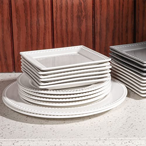 Embossed Salad Plates Set of 4, 8 inch White Ceramic Dessert Appetizer Plates, Small Dinner Plates, Restaurant Kitchen Dish, Scratch-Resistant, Chip-Resistant, Oven Microwave Dishwasher Safe - color: 8 inch-White- Dot-4pcs