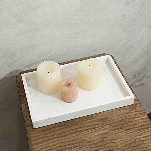 Natural Marble Storage Vanity Tray, Cosmetics Jewelery Tray, Kitchen Organizer, Coffee Table Tray (Volakas White, Glossy Surface, 11.8L x 7.87W x 1.18H) - color: Volakas White