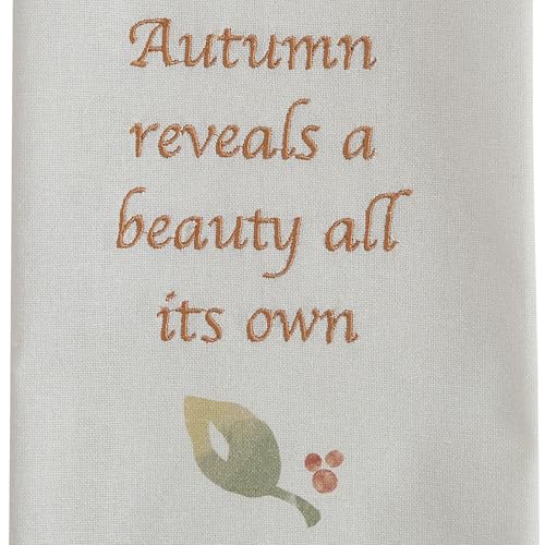 Park Designs Autumn Reveals Dishtowel Set of 2 | 100% Cotton | Embroidered Fall Leaf Quote | Green to Yellow Ombre | Autumn Kitchen Decor Accent - color: Autumn Reveals Dishtowel Set of 2
