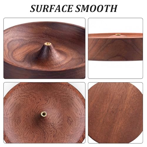 Incense Holder,Black Walnut Hand - Crafted Round Burner for Sticks with Ash Catcher,Perfect for Relaxation at Home, Yoga,Spa & as a Gift(3.5 * 3.5in) (1)