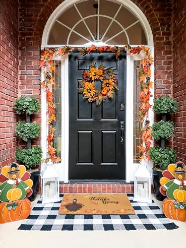 FGSS Happy-Thanksgiving-Fall Welcome-Door-Mats Holiday-Doormats 17X29 Inch - color: Turkey Fall Leaves