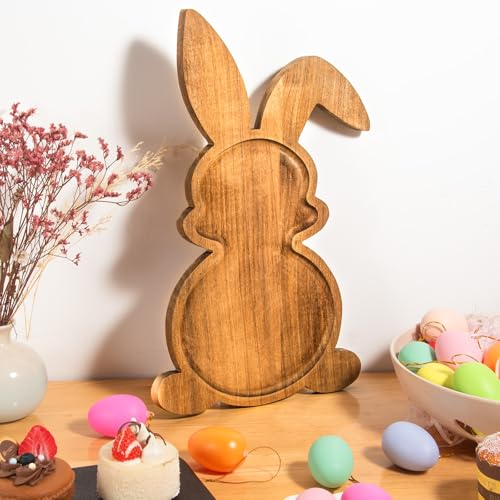 Yoshiky Farmhouse Bunny Serving Wood Trays, Nesting Rabbit-Shaped Wooden Charcuterie Serving Platters for Easter or Spring Rustic Decorative