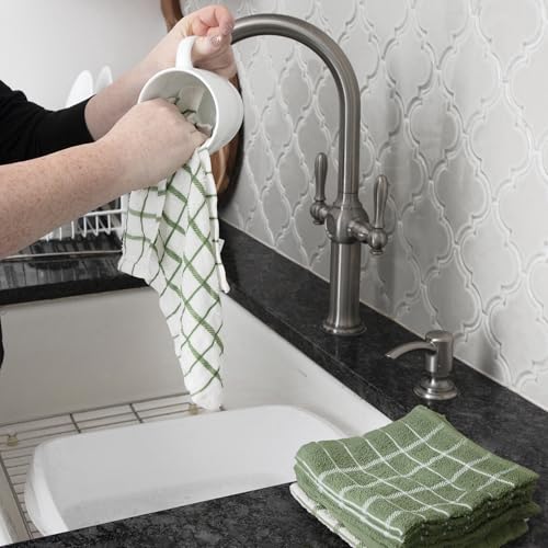 Ritz Premium 3-Pack Kitchen Towel & 6-Pack Dish Cloth Set - Highly Absorbent, Super Soft, Long-Lasting, 100% Cotton Terry Drying Cleaning Cloths, Juniper - color: Juniper, size: 9-Pack Bundle