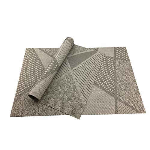 Natural Placemats Woven Vinyl Non-Slip Insulation Heat Stain Resistant Washable Table Placemats Kitchen Dining Table Top Meal Mat Place Mats PVC Set of 6, Natural Wood Color - color: Wood Color