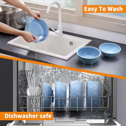 Ramen Cooker,32oz Ramen Bowl Set,Microwave Ramen Bowl, Microwave Bowl with Lid, Portable Noodle Bowls,for Home Office Dorm Room College gift (Light Blue) - color: Light Blue