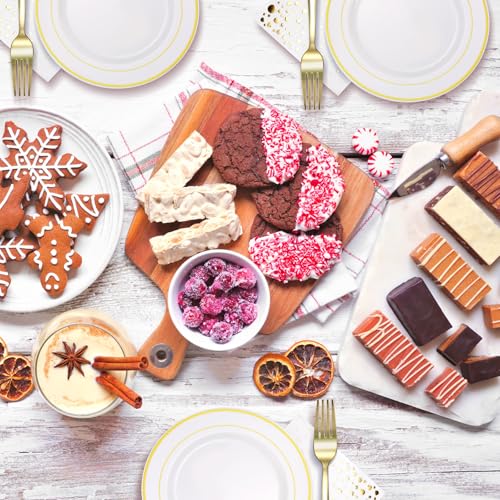 Gold Dessert Plates Set, 100 Wedding Plates Forks Cups and Napkins, 7.5 In | Sturdy plastic, cake service, appetizer tables, salad course, weddings, birthdays, easy cleanup - color: Gold, style: Plates,Forks,Napkins and Cups