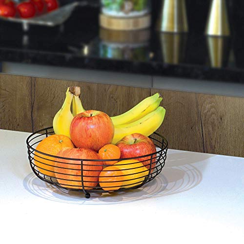 Countertop Fruit Bowl, Wire Basket for Fruits, Breads, Vegetables,Snacks, Black