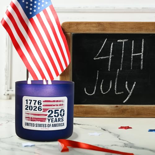 Colonial Candle 250th Anniversary Scented Jar Candle, 3 Wick, 14 oz, 60H Burn - Made in The USA - color: 250th Anniversary