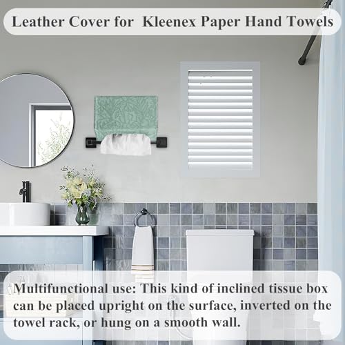 Hand Towels Box Cover,PU Leather Tissue Box Cover Holder Compatible with Kleenex Disposable Paper Hand Towels Suitable for Dining,Kitchen,Bathroom(1-Carved Dark Green) - color: 1-carved Dark Green2