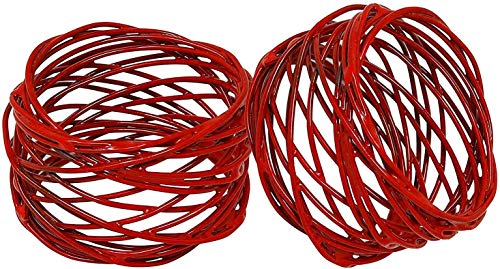 ITOS365 Handmade Round Red Mesh Napkin Rings Set of 12 Holder for Dinning Table Parties Everyday, Dia: 2 Inch - color: Red