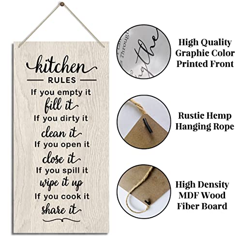 HiLus Rustic Kitchen Sign, Funny Farmhouse Kitchen Decor, Wooden Wall Art Sign, 12" x 6" x0.12" inches - color: Home 26
