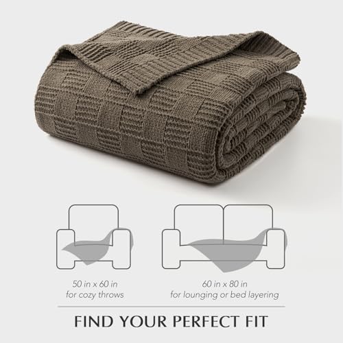 EVERGRACEHOME Modern Checkered Chenille Throw Blanket, 50x60, Mocha Brown | Lightweight Warmth, All-Season Breathability, OEKO-TEX certified, Timeless Grid Pattern, Farmhouse Throw for Couch, Bed, Sofa - color: Mocha Brown, size: 50" X 60"