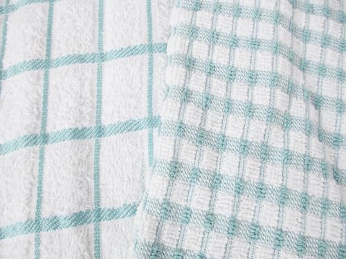 100% Cotton Kitchen Towel Set 2 Pack (White and Mint Blue) - color: White and Mint Blue