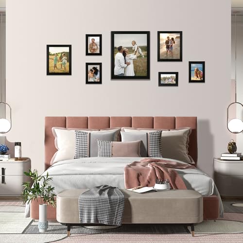 iRahmen 5x7 Picture Frame Set of 4, Black Wooden Frame with High Definition Glass, 5 x 7 Photo Frames for Tabletop Display and Wall Mounting - color: Black Woodgrain, size: 5X7