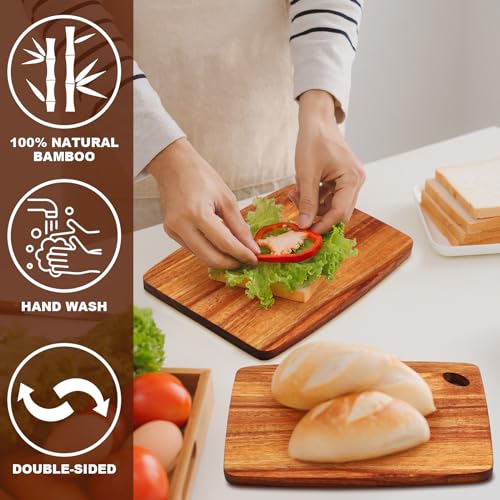 FoldTier 12 Pcs Wood Cutting Boards Bulk 8 x 6 Inch Small Kitchen Charcuterie with Oval Hole Kitchen Serving Chopping Boards for Pizza, Bread, Charcuterie, Fruit, Vegetables(Acacia Wood)
