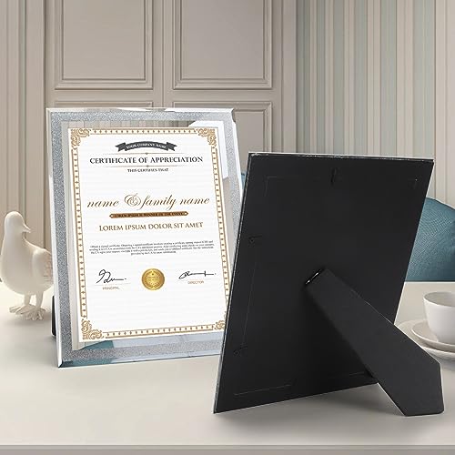 Hoikwo 8.5 by 11 Picture Frames, 6 Pack 8.5x11 Bling Glass Frames – For Small Business Licenses, School Certificates, Family Awards & Office Diplomas, Tabletop Display Only – Vertical or Horizontal - size: Bling-8.5x11-6 Frames
