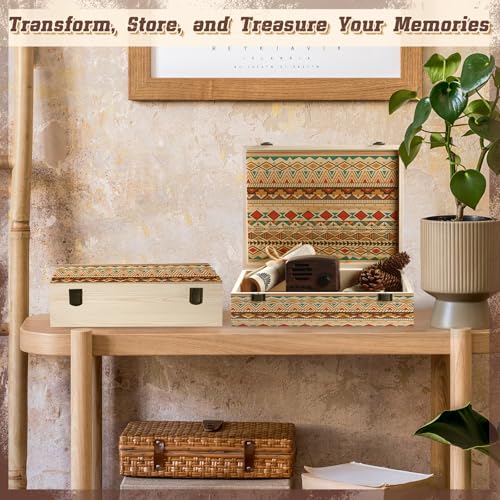 Unfinished Wooden Box with Lid 12"x9"x3.1"Decor Storage Crafts Boxes | Natural Keepsake Memory Pine Wooden Boxes for Crafts, DIY, Painting, Wood Burning,Wood Gift Box- Ideal Gift & Home - size: Medium box of 2(12 x 9x3.1 Inch)
