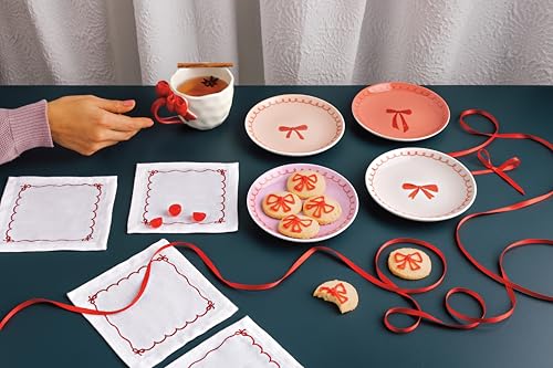 Jubilee Bowtique Porcelain Appetizer Plates, Set of 4 - color: Bowtique