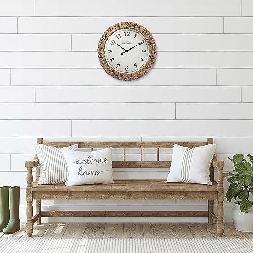 Farmhouse Series, Rustic Woven Clock | 12.6-Inch Natural Woven Water Hyacinth/Seagrass Wall Clock, Wall Art for Home & Farmhouse Décor - size: 12.6 inch