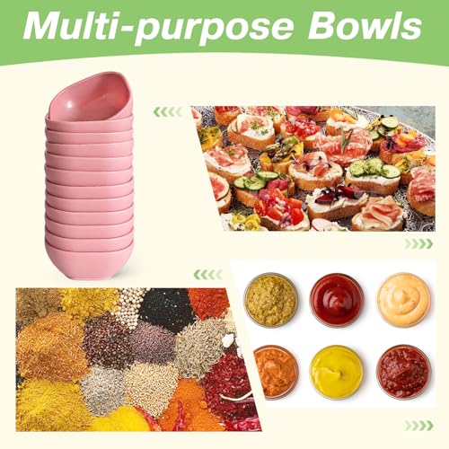 SHECIPIN 12 Pack Unbreakable Dipping Bowls, 4.5 OZ Soy Sauce Dishes,dipping sauce cups,small bowls for dips (pink) - color: Pink