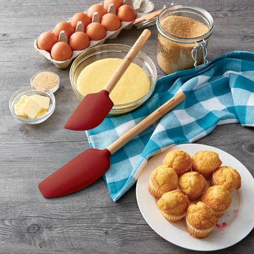 KitchenAid Bamboo Spatula Set, Empire Red, 2-Piece - color: Empire Red
