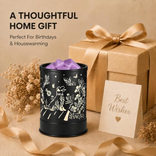 nawaza Wax Melts Warmer Scented Metal 2-in-1 Electric LED Burner Dog | Wax cubes & candle melter, essential oil burner, home office bedroom decor, dog themed aroma gift - style: Dog