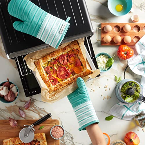KitchenAid Albany Oven Mitt 2-Pack Set, Aqua Sky, 7"x13" - color: Aqua Sky