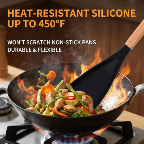 Cooking Spoon Spatula for Nonstick Cookware, 3-Piece Set | Multifunction Spoonula for Baking, Cooking, Serving, Mixing, Stirring, Scoop, Scrape - One-Piece Formed, Dishwasher Safe
