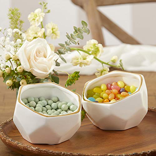 Kate Aspen Geometric Ceramic Planters Decorative Bowls, Small & Medium (Set of 2) , White - size: Small & Medium